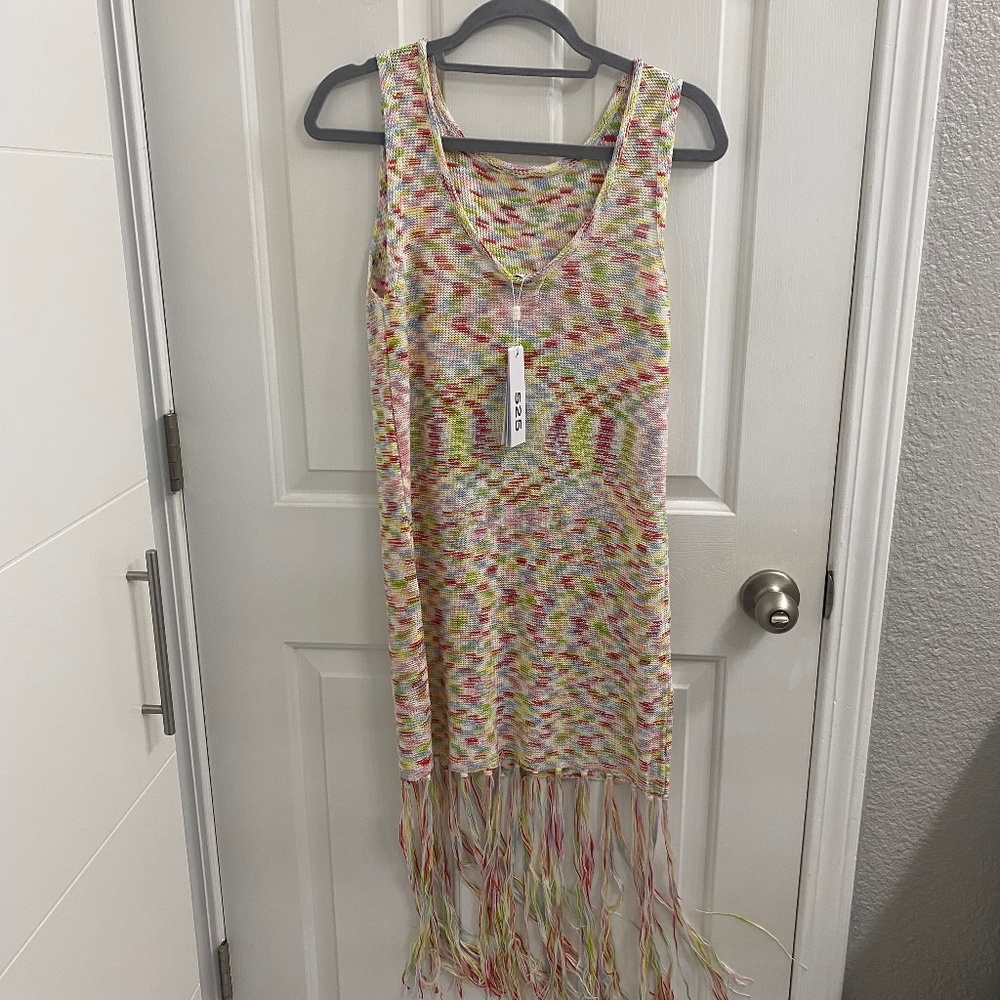 New with tags 525America multicolor Fringe Dress Rydell red small